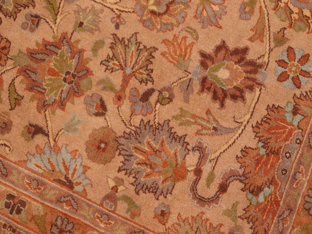 handmade Traditional Mehal Taupe Green Hand Knotted RECTANGLE 100% WOOL area rug 6x9