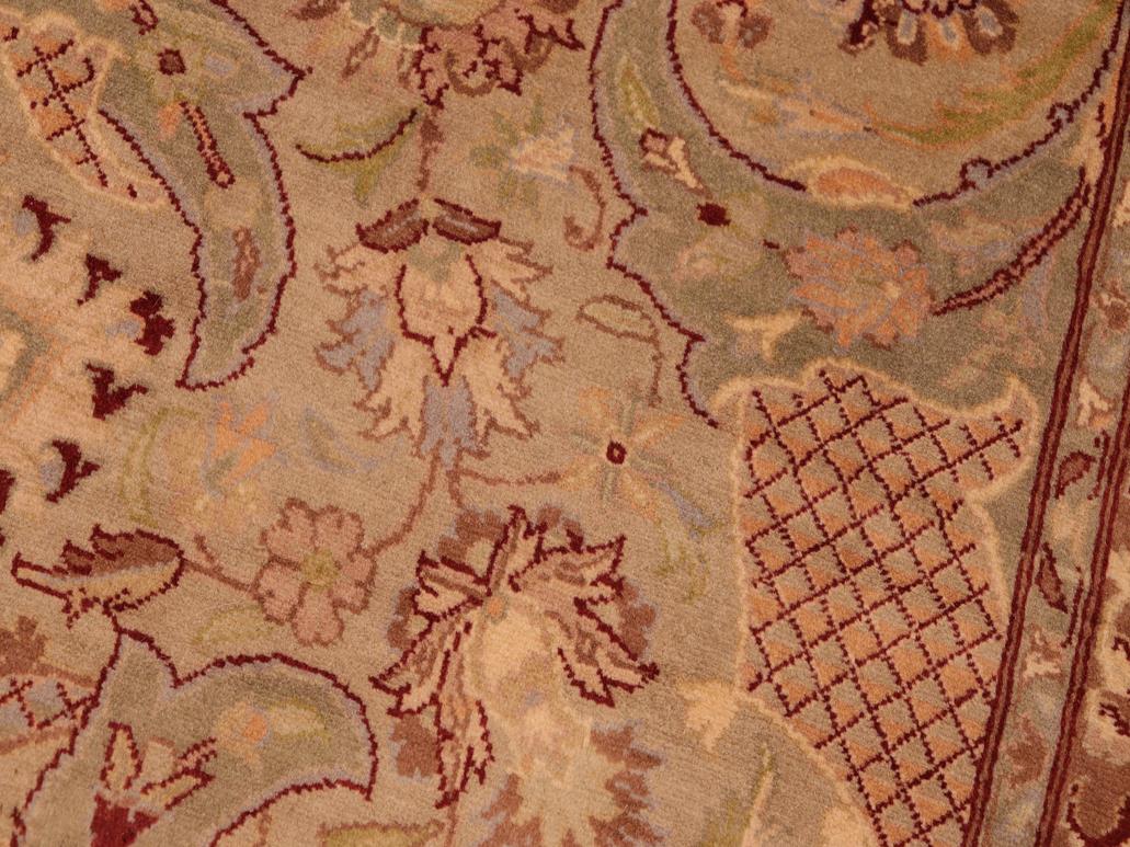 handmade Traditional Agra Taupe Green Hand Knotted RECTANGLE 100% WOOL area rug 6x9