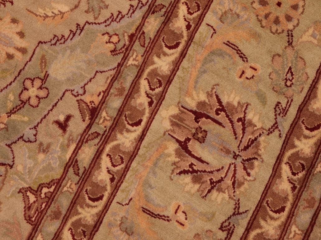 handmade Traditional Agra Taupe Green Hand Knotted RECTANGLE 100% WOOL area rug 6x9