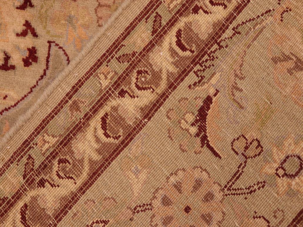 handmade Traditional Agra Taupe Green Hand Knotted RECTANGLE 100% WOOL area rug 6x9