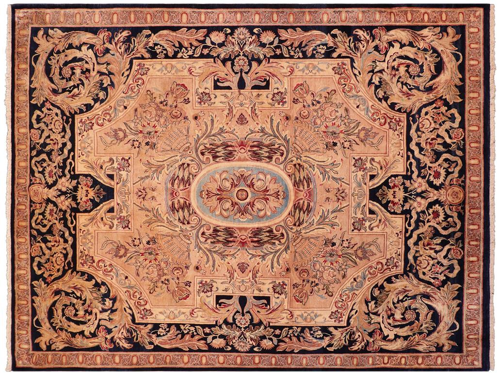handmade Traditional Angola Tan Blue Hand Knotted RECTANGLE 100% WOOL area rug 8x10