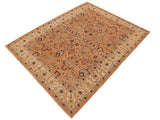 handmade Traditional Antique Rose Tan Hand Knotted RECTANGLE 100% WOOL area rug 9x12