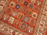 handmade Geometric Berjusta Rust Ivory Hand Knotted RECTANGLE 100% WOOL area rug 6x9