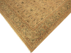 handmade Traditional Qaseem Bond Tan Green Hand Knotted RECTANGLE 100% WOOL area rug 10x14