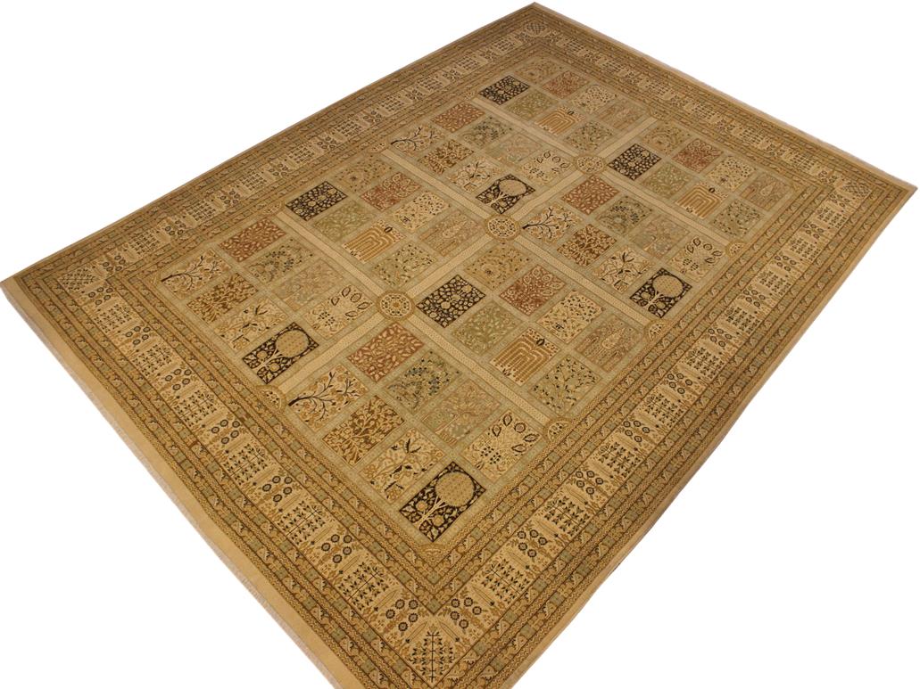 handmade Traditional Design Gold Gold Hand Knotted RECTANGLE 100% WOOL area rug 10x14
