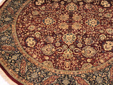 handmade Traditional Kashan Red Blue Hand Knotted ROUND 100% WOOL area rug 8x8