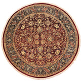 Antique Vegetable Dyed Kashan Kathalee Red/Blue Wool Round - 7'11'' x 8'2''