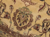 handmade Traditional Kashan Beige Tan Hand Knotted ROUND 100% WOOL area rug 10x10