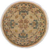 handmade Traditional Tulip Tan Green Hand Knotted ROUND 100% WOOL area rug 8x8