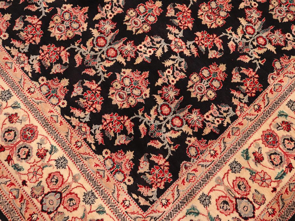 handmade Traditional Abusson Black Ivory Hand Knotted RECTANGLE 100% WOOL area rug 6x9