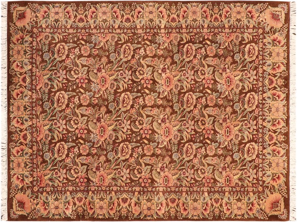 handmade Traditional William Chocolate Pink Hand Knotted RECTANGLE 100% WOOL area rug 6x9