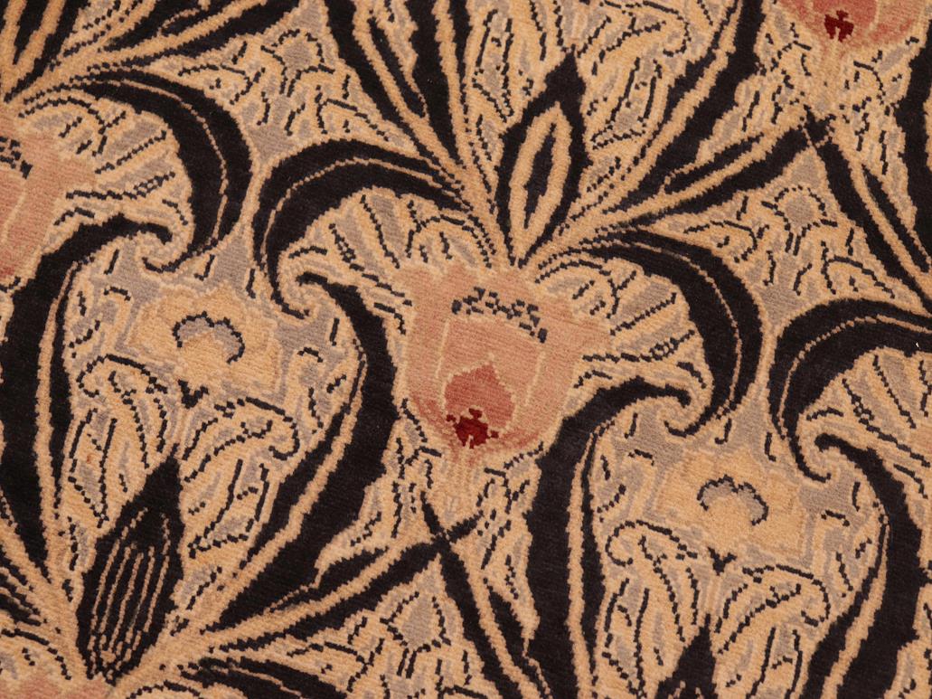 handmade Transitional Tulip Black Beige Hand Knotted RECTANGLE 100% WOOL area rug 6x9