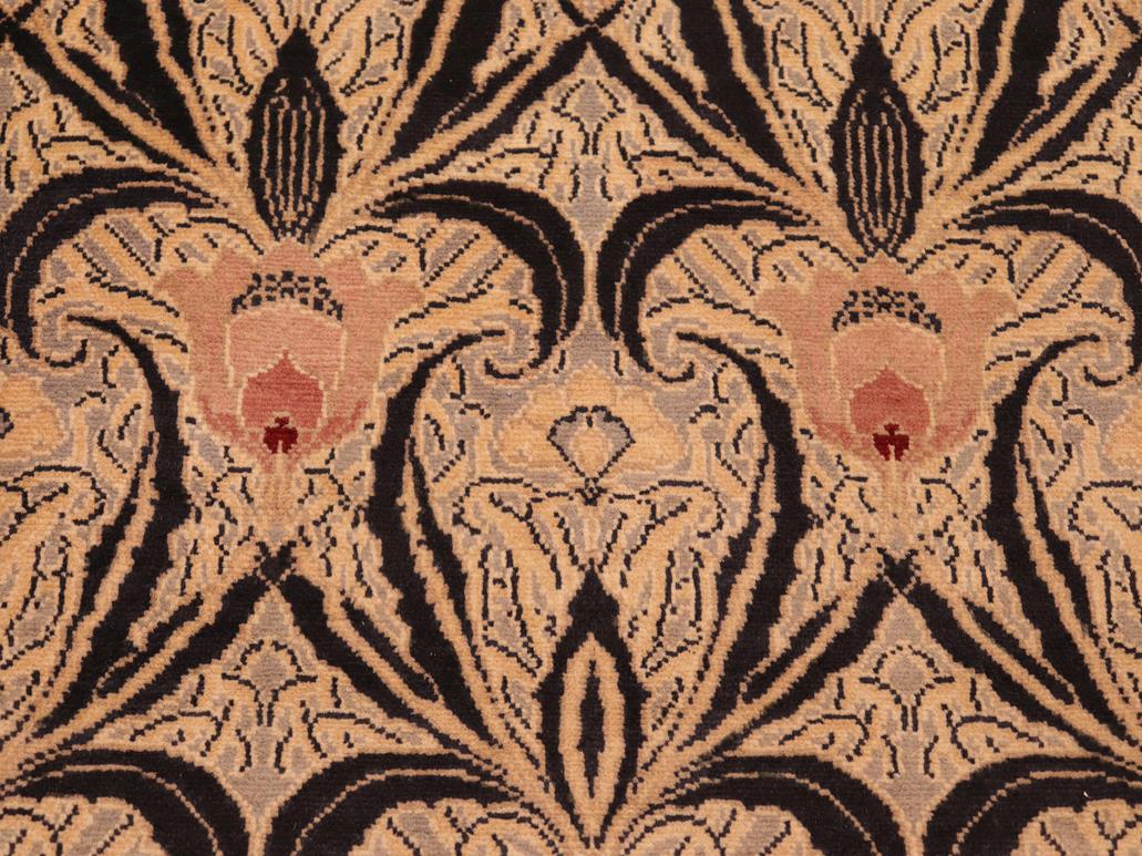 handmade Transitional Tulip Black Beige Hand Knotted RECTANGLE 100% WOOL area rug 6x9