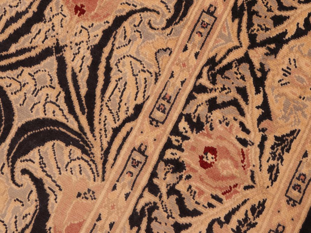 handmade Transitional Tulip Black Beige Hand Knotted RECTANGLE 100% WOOL area rug 6x9