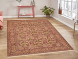 handmade Transitional Hamjolie Green Pink Hand Knotted RECTANGLE 100% WOOL area rug 6x10