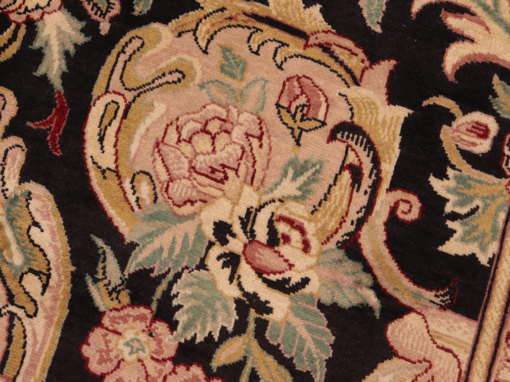 handmade Transitional Basarabian Black Pink Hand Knotted RECTANGLE 100% WOOL area rug 6x9