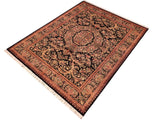 handmade Medallion, Traditional Tamour Black Gold Hand Knotted RECTANGLE 100% WOOL area rug 6x9