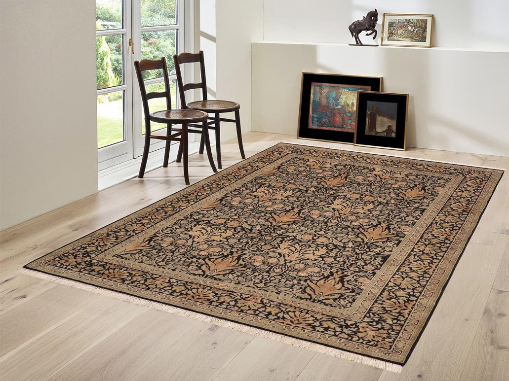 handmade Transitional Snakehead Black Green Hand Knotted RECTANGLE 100% WOOL area rug 6x8