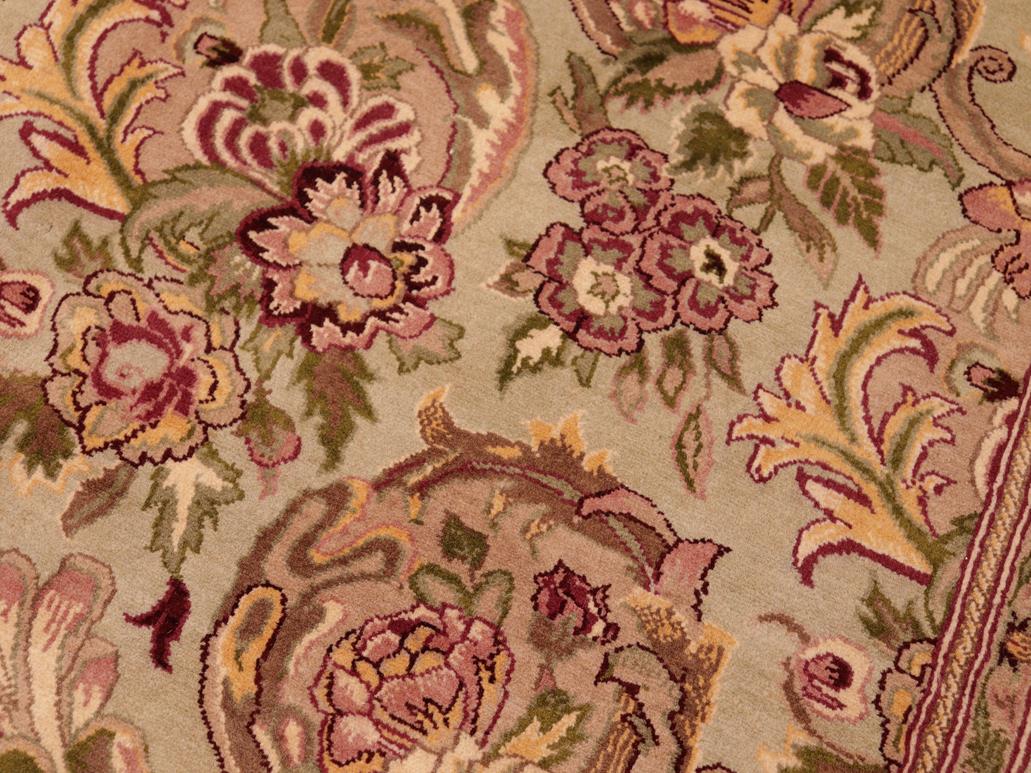 handmade Transitional Basarabian Green Pink Hand Knotted RECTANGLE 100% WOOL area rug 6x9