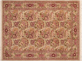 handmade Transitional Basarabian Green Pink Hand Knotted RECTANGLE 100% WOOL area rug 6x9