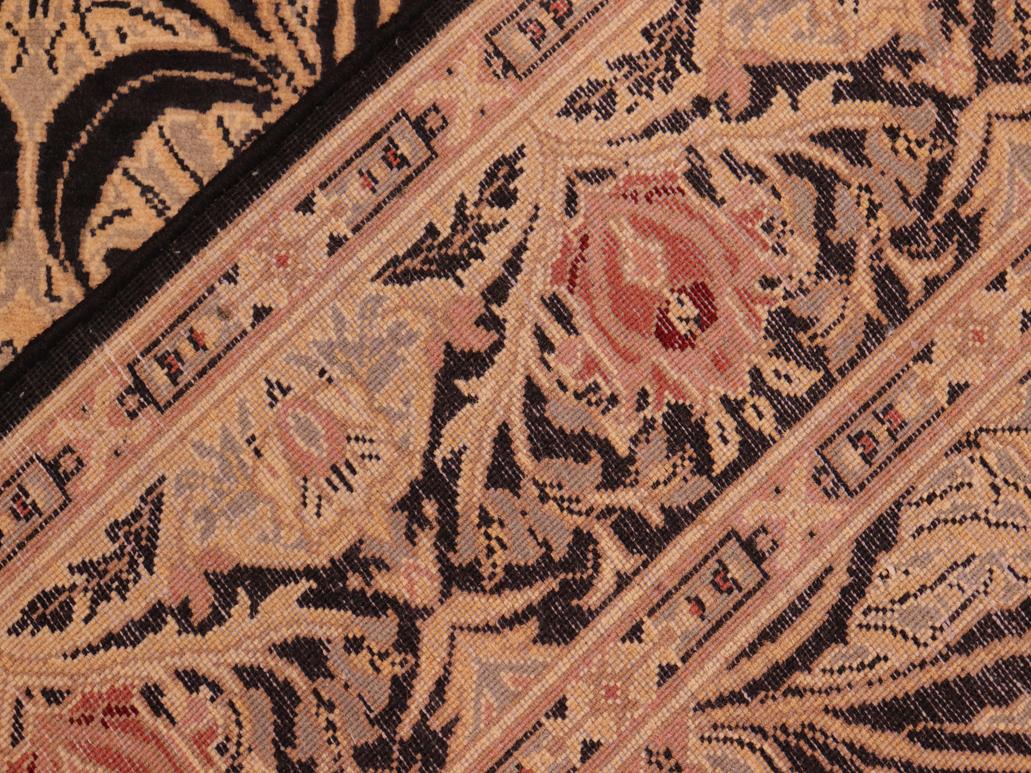 handmade Transitional Tulip Black Red Hand Knotted RECTANGLE 100% WOOL area rug 6x9