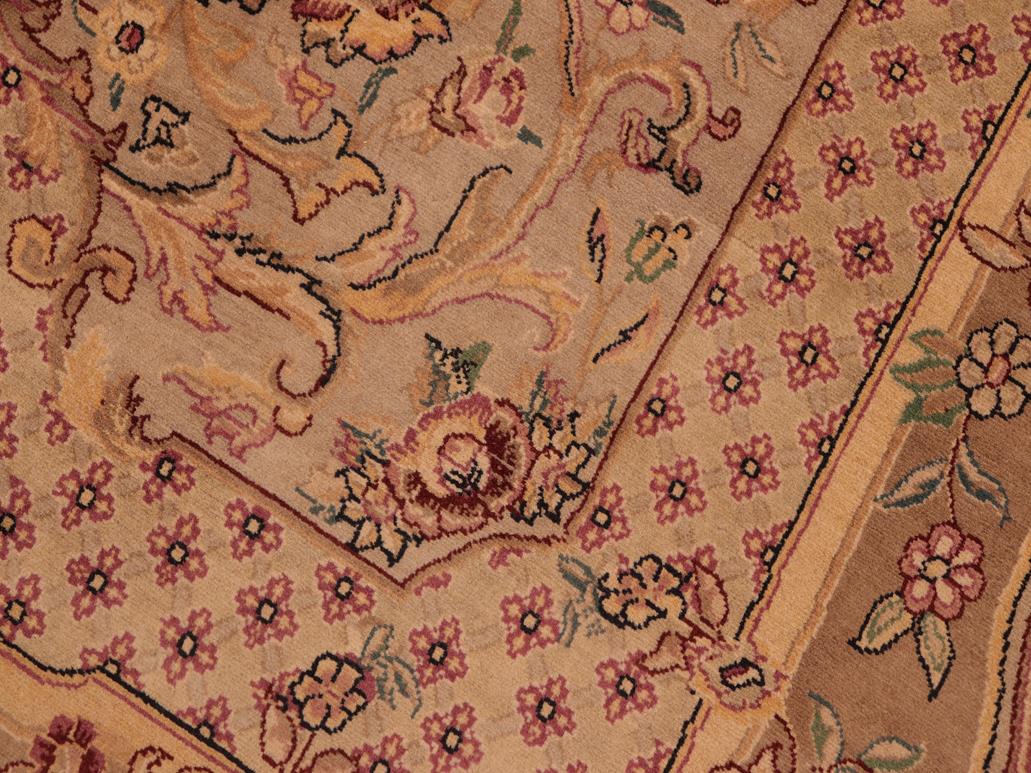 handmade Traditional Abusson Taupe Pink Hand Knotted RECTANGLE 100% WOOL area rug 6x9