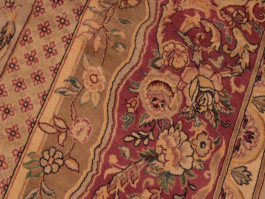 handmade Traditional Abusson Taupe Pink Hand Knotted RECTANGLE 100% WOOL area rug 6x9