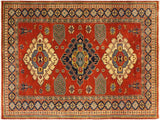 Antique Vintage Sherwan Vi Rust/Blue Wool Rug - 4'6'' x 6'1''