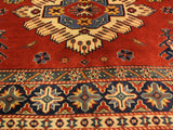 handmade Geometric Sherwan Rust Blue Hand Knotted RECTANGLE 100% WOOL area rug 5x6