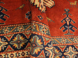 handmade Geometric Sherwan Rust Blue Hand Knotted RECTANGLE 100% WOOL area rug 5x6
