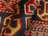handmade Geometric Sherwan Gold Blue Hand Knotted RECTANGLE 100% WOOL area rug 5x6