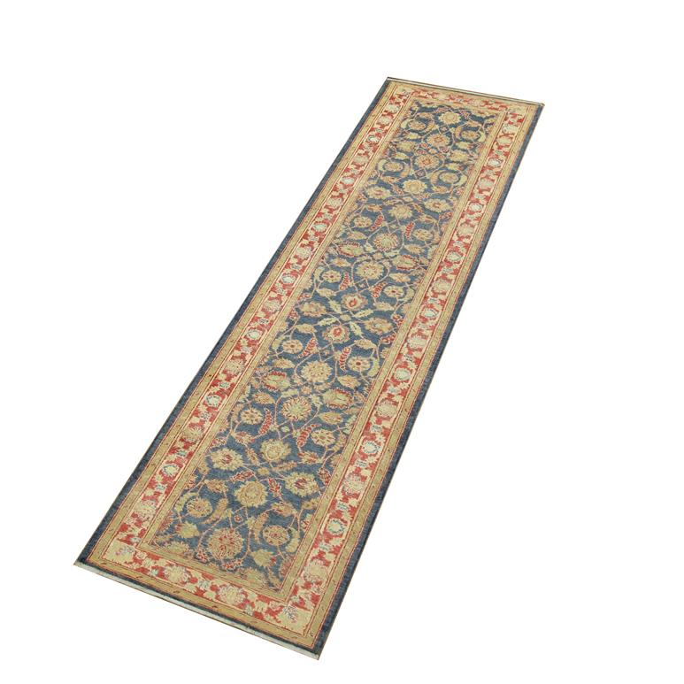 handmade Traditional Kafkaz Blue Red Hand Knotted RUNNER 100% WOOL area rug 3 x 15