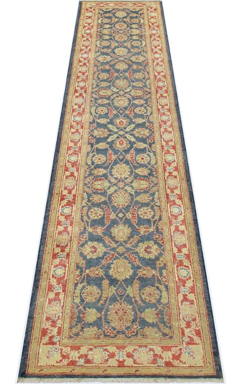 handmade Traditional Kafkaz Blue Red Hand Knotted RUNNER 100% WOOL area rug 3 x 15