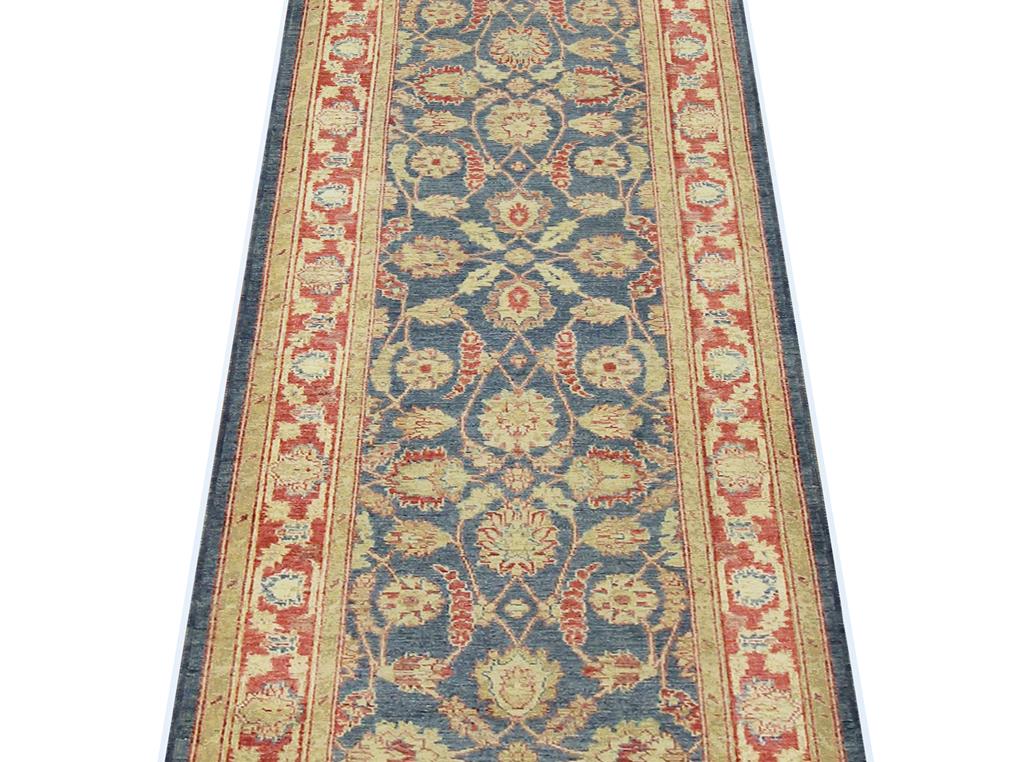 handmade Traditional Kafkaz Blue Red Hand Knotted RUNNER 100% WOOL area rug 3 x 15