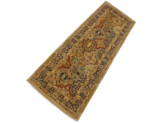 handmade Transitional Veg Dye Gold Blue Hand Knotted RUNNER 100% WOOL area rug 3x10