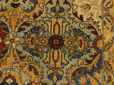 handmade Transitional Veg Dye Gold Blue Hand Knotted RUNNER 100% WOOL area rug 3x10