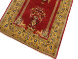 handmade Geometric Kargahi Red Gold Hand Knotted RECTANGLE 100% WOOL area rug 4x5