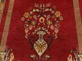 handmade Geometric Kargahi Red Gold Hand Knotted RECTANGLE 100% WOOL area rug 4x5