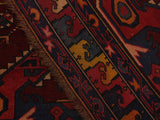handmade Geometric Sherwan Red Blue Hand Knotted RECTANGLE 100% WOOL area rug 5x8