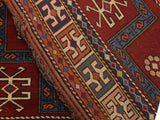 handmade Geometric Antique Rust Blue Hand Knotted RECTANGLE 100% WOOL area rug 4x7