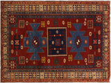 handmade Geometric Antique Rust Blue Hand Knotted RECTANGLE 100% WOOL area rug 4x7