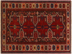 handmade Geometric Super Kazak Rust Ivory Hand Knotted RUNNER 100% WOOL area rug 4x7