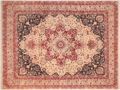 handmade Traditional Kirman Tan Red Hand Knotted RECTANGLE 100% WOOL area rug 8x11