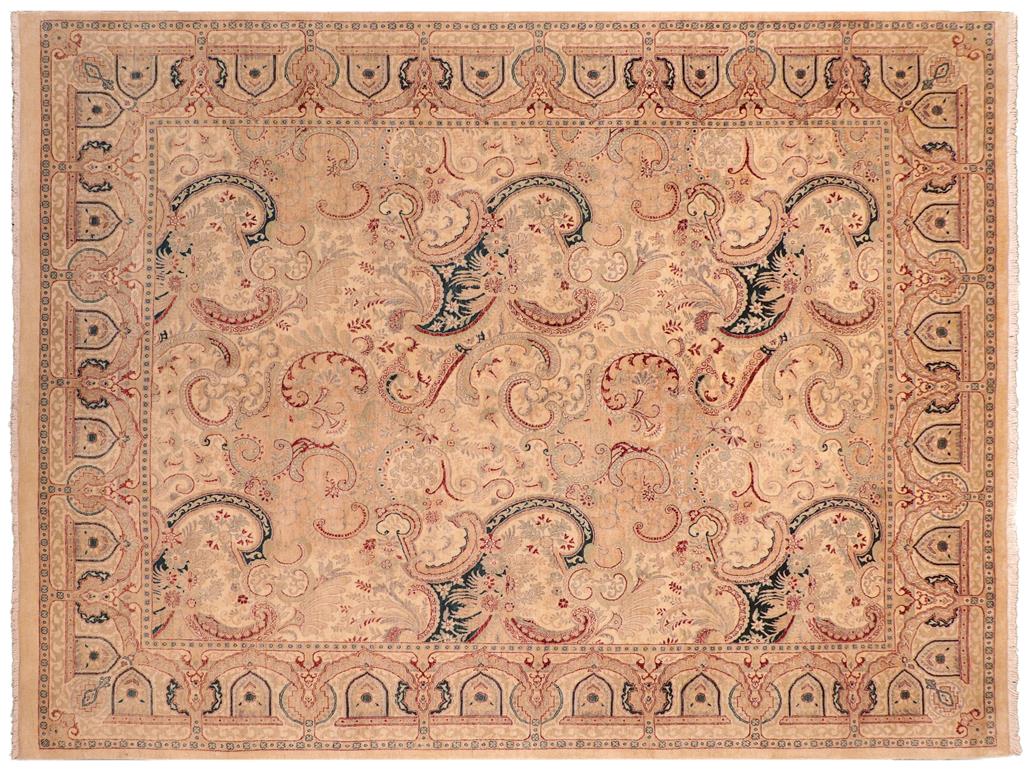 handmade Traditional  Ivory Ivory Hand Knotted RECTANGLE 100% WOOL area rug 8x10