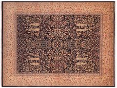 handmade Traditional Kirman Blue Gold Hand Knotted RECTANGLE 100% WOOL area rug 8x10
