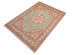 handmade Traditional  Lt. Green Lt. Green Hand Knotted RECTANGLE 100% WOOL area rug 8x10