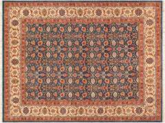 handmade Traditional Design Blue Beige Hand Knotted RECTANGLE 100% WOOL area rug 8x10
