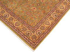 handmade Traditional Design Green Gold Hand Knotted RECTANGLE 100% WOOL area rug 8x10