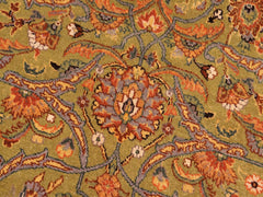 handmade Traditional Design Green Gold Hand Knotted RECTANGLE 100% WOOL area rug 8x10