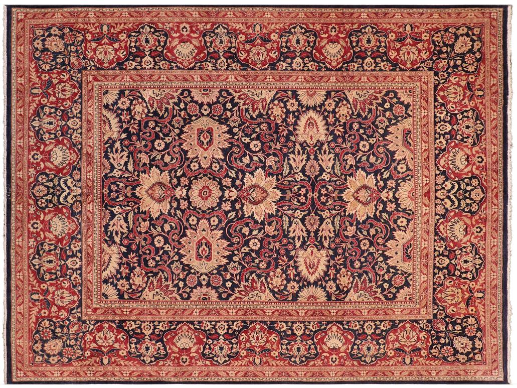 handmade Traditional Sultanabad Drk. Blue Red Hand Knotted RECTANGLE 100% WOOL area rug 8x10